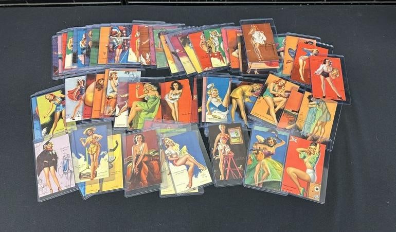 Set of 64 circa 1950's pin-up girl cards, mutoscope cards in rigid plastic sleeves, in good (1 of 4)