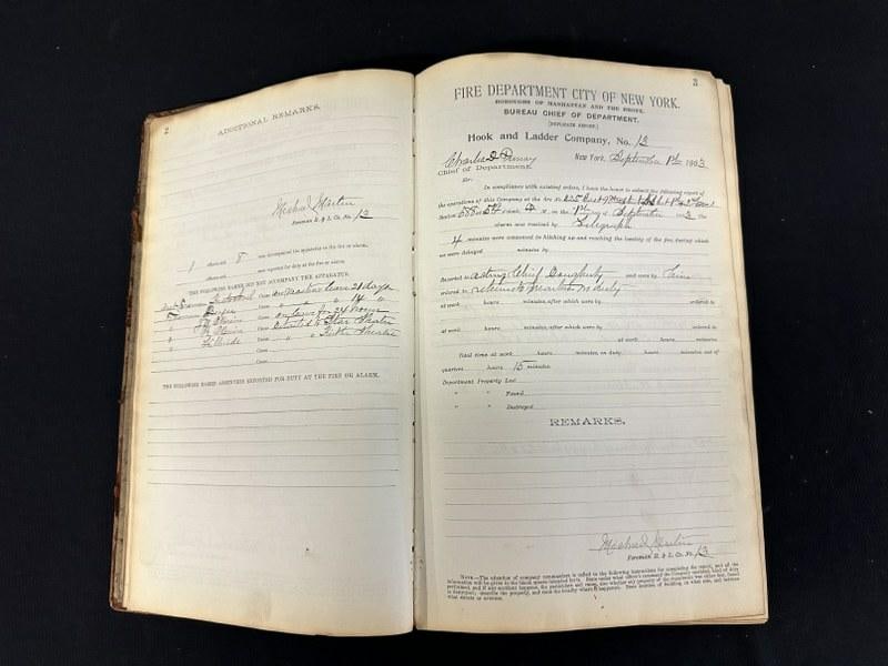1903-04 FDNY Hook & Ladder Co. No. 13 Log Book. 800 pages, 400 fire alarm incidents. Everything from (1 of 7)