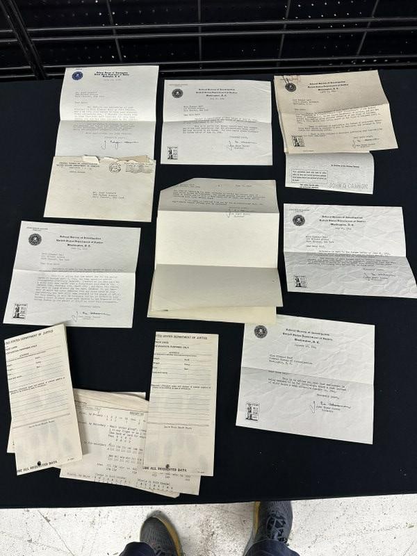 7 1943-44 FBI related letters signed J. Edgar Hoover. 6 Re: Employment of Eleanor Reif (Port (1 of 11)