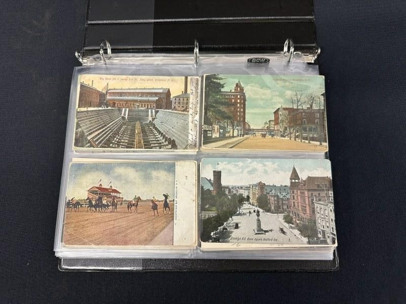 74 Vintage postcards in binder. 70 Brooklyn, 4 Bowling Green. (1 of 8)