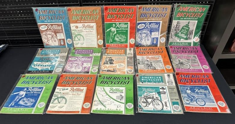 15 1945-1950 Publications- American Bicyclist and Motorcyclist, measure 9.25" X 12": 15 1945-1950 Publications- American Bicyclist and Motorcyclist, measure 9.25" X 12"