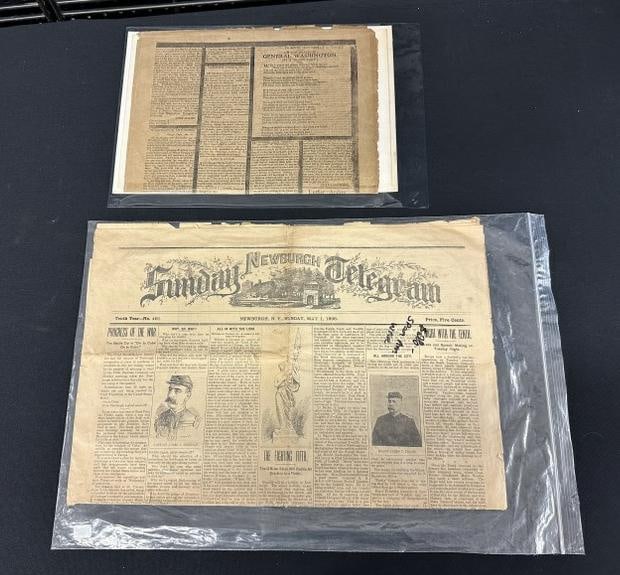 2 Newspapers: 1800 Ulster County Gazette- George Washington funeral proceedings & 1898 Newburgh: 2 Newspapers: 1800 Ulster County Gazette- George Washington funeral proceedings & 1898 Newburgh Telegram- Spanish American War progress, Newburgh & area servicemen ready for military conflict