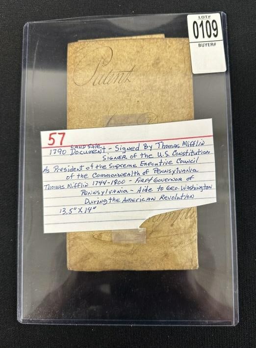 1790 land sale document signed by Thomas Mifflin, signer of the U.S. Constitution. As President of (1 of 11)