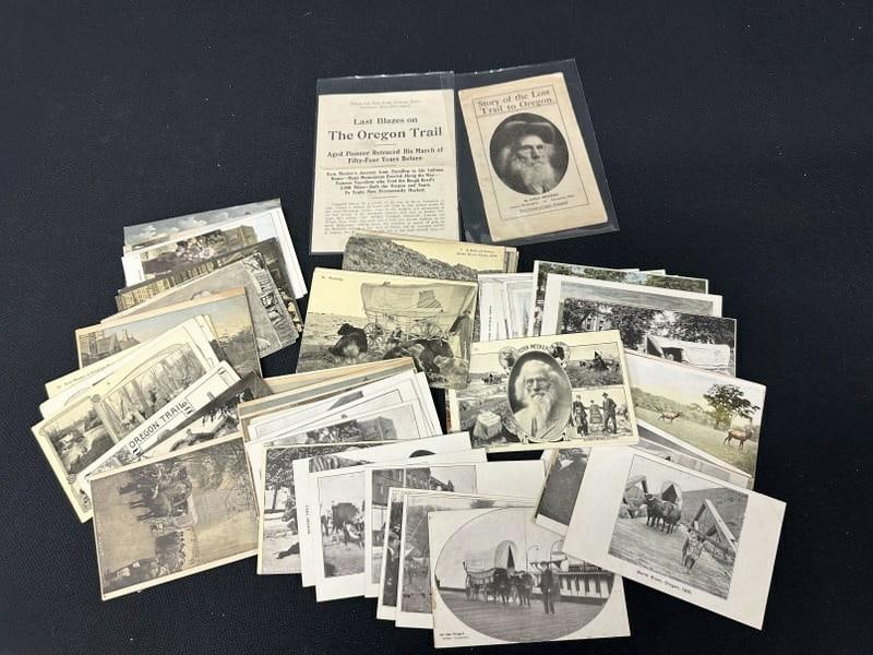 75 vintage postcards & 2 small pamphlets: Ezra Meeker of Oregon Trail fame (1 of 3)