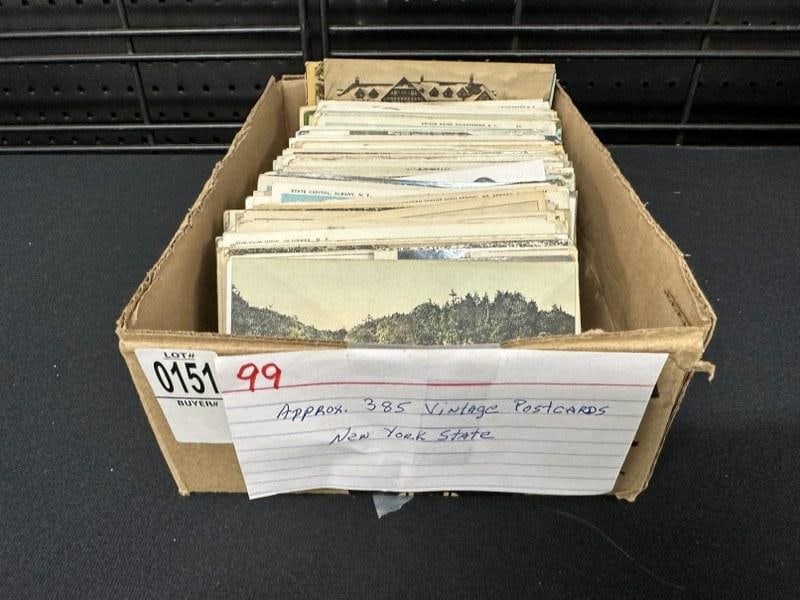 Approx. 385 New York State vintage postcards including buildings, streets, animals, people, lakes, (1 of 5)
