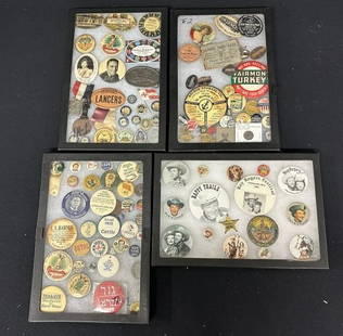 4 trays of approximately 105 pcs.including pins, buttons, mirrors, tokens, etc.: 4 trays of approximately 105 pcs.including pins, buttons, mirrors, tokens, etc.