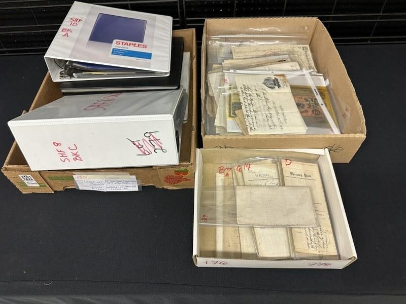 3 boxes of vintage ephemera, majority 19th century, including documents, letterheads, receipts, (1 of 17)