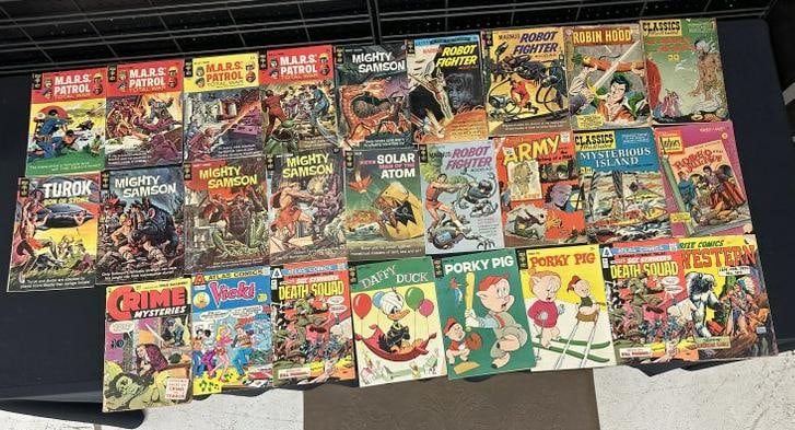 (55) misc. vintage comic books including (1) pre code crime comic (as found condition ), and others (1 of 12)