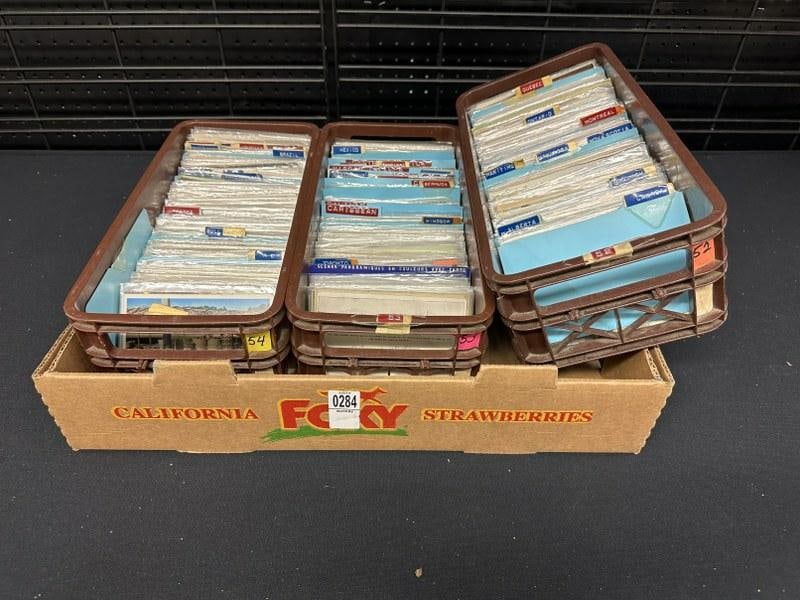 Lot of 1500+ postcards from estate of retired postcard dealer, just as we found them. Includes: Lot of 1500+ postcards from estate of retired postcard dealer, just as we found them. Includes Canada, Caribbean, Virgin Islands, Central America, South America, etc.