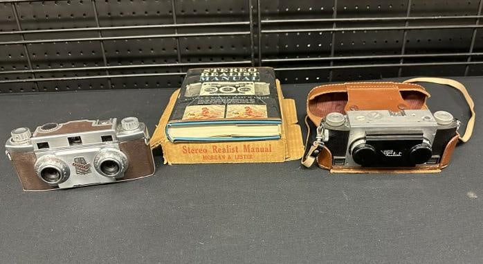 (2) STEREO cameras from NYC estate, includes REVERE with brown case & STEREO REALIST with black case (1 of 8)