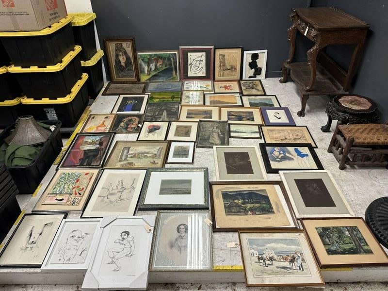 Approx. (45) estate watercolors, pastels, a few prints, from Hudson, N.Y. estate of Albert Burnette (1 of 6)