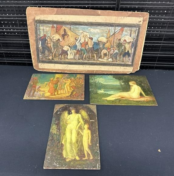 George Davidson (1889 - 1965) (4) o/b panels from Hudson, N.Y. estate of Albert Burnette Roberts, ( (1 of 6)