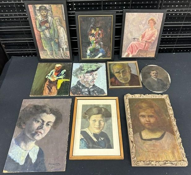 (10) smaller portrait paintings (9 are oils, 1 watercolor ) from Hudson, N.Y. estate of Albert (1 of 8)