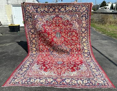 Handmade estate oriental wool rug in very nice estate condition, from non smoking home, measures: Handmade estate oriental wool rug in very nice estate condition, from non smoking home, measures 144" x 96".