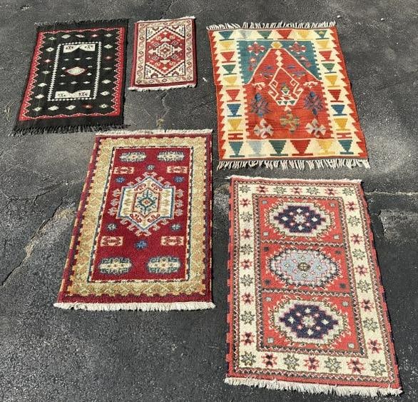 (5) small handmade rugs from Wodstock, N.Y. estate, just as we found them, good mix….. (1 of 1)