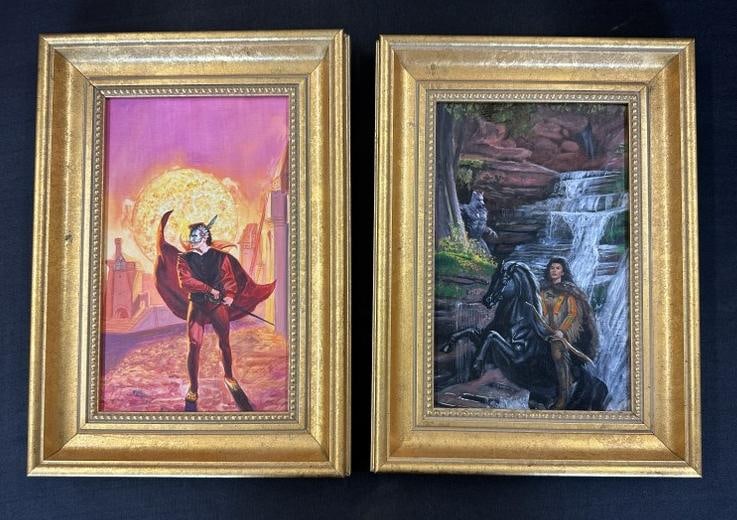 Kevin Eugene Johnson (Born 1954) (2) o/b illustrations in matching gold frames. Gouache on board, (1 of 4)