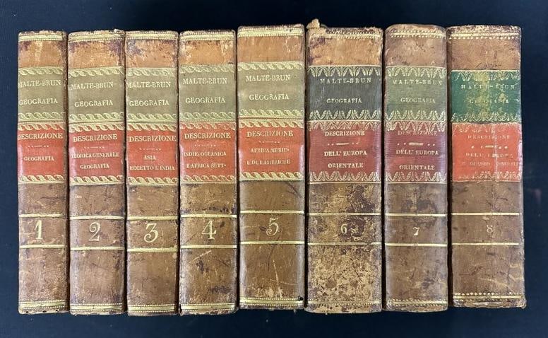 (8) volume set GEOGRAFIA UNIVERSALE O DESCRIZIONE DI TUTTE LE PARTI DEL MONDO ( MILANO 1815 (1 of 6)