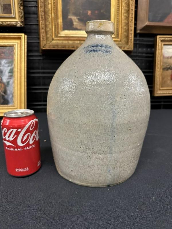 C HART & SON SHERBURNE stoneware jug, from Hudson Valley estate, in nice estate condition, measures: C HART & SON SHERBURNE stoneware jug, from Hudson Valley estate, in nice estate condition, measures 11" high.