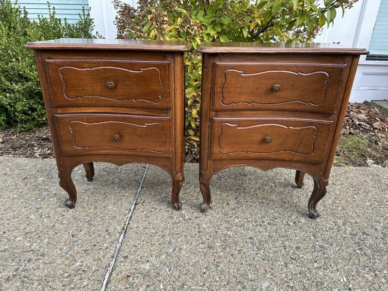 Pair early 19th c French or Italian (walnut) one drawer stands, in nice condition, ( old repair on (1 of 11)