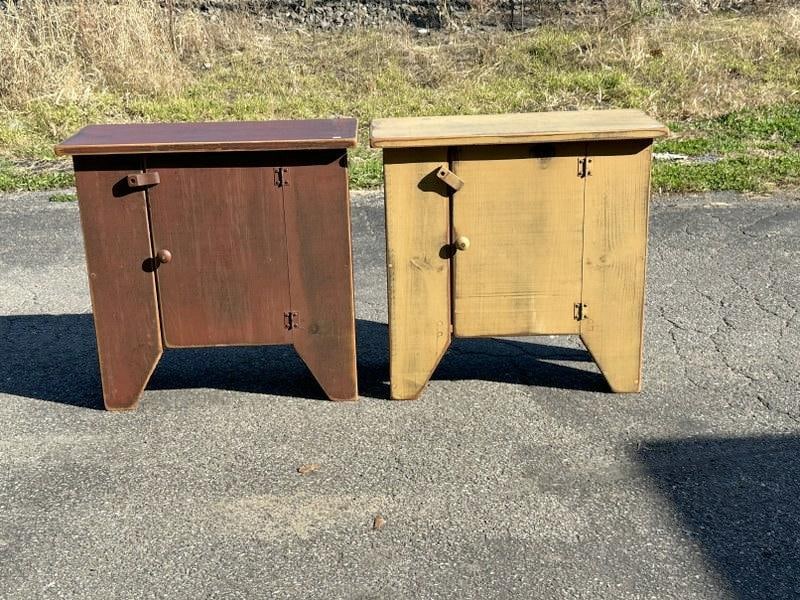 (2) small painted country pine one door cupboards, from Woodstock, N.Y. country home, in fine (1 of 5)