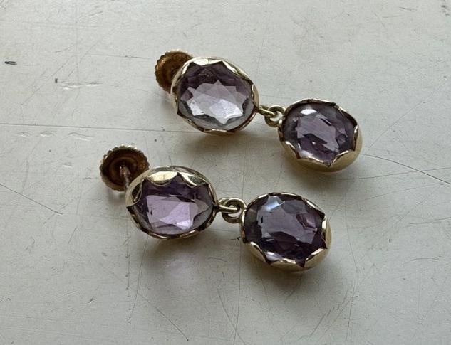 14K amethyst earrings, from local estate, they weigh 2.5 dwt. (1 of 3)