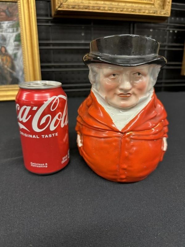 ROYAL BAYREUTH Bavarian Colonial Coachman tobacco jar, measures 7" high, from local Hudson Valley: ROYAL BAYREUTH Bavarian Colonial Coachman tobacco jar, measures 7" high, from local Hudson Valley estate.