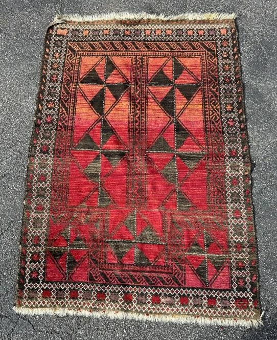 Handmade wool oriental scatter rug, from fine estates indoor climate controlled storage facility, in (1 of 3)