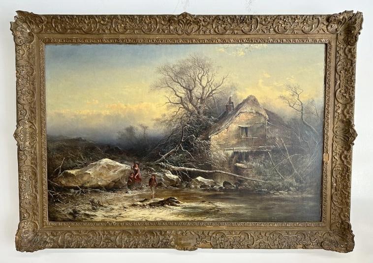 Edward Charles Williams (1807 - 1881) o/c titled ( Early Winter in Devonshire ). On the frame as (1 of 5)