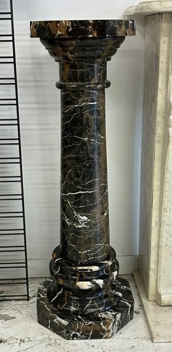 Decorative brownish marble pedestal from fine Chester, N.Y. estate. ( comes in (6) pieces, can put a (1 of 4)