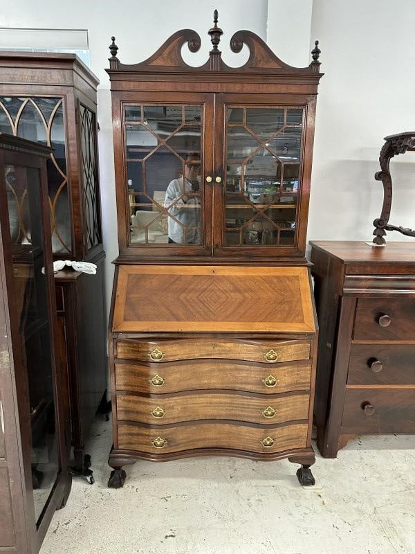 Circa 1920's (2) part mahogany secretary bookcase, structurally sound, from Hudson Valley estate. (1 of 2)
