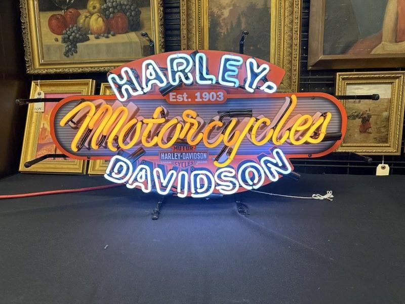 New stock HARLEY DAVIDSON MOTORCYCLES neon sign new in box, measures 30 1/2" x 16 1/2". From Ande (1 of 5)