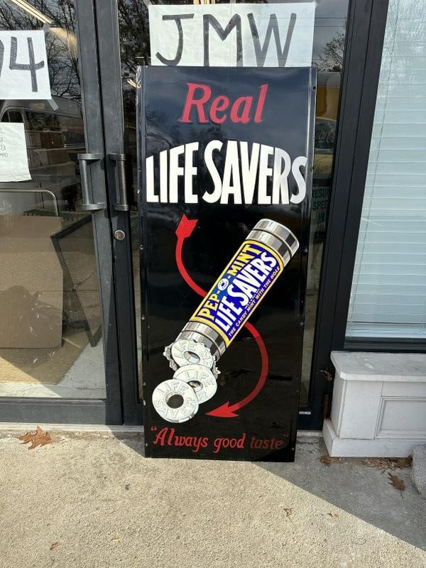 RARE LIFESAVERS early heavy enamel sign, said to be from their Corporate Offices by consignor who (1 of 3)