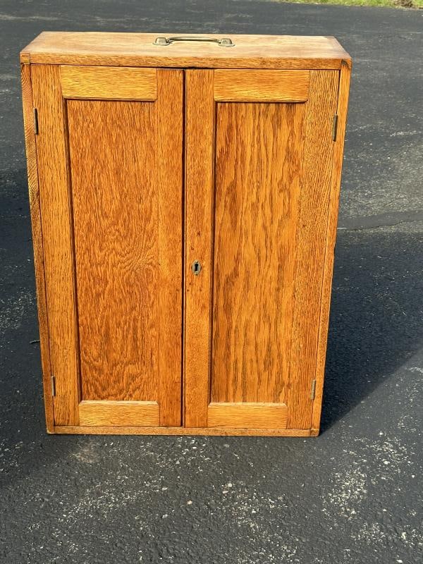 SARGENT TOOLS refinished oak storarge chest with one drawer inside, someone added shelves as (1 of 3)