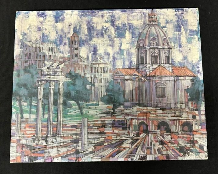 Larry Cabaniss (1926 - 2007)  Mid Century o/c impressionist cityscape, signed lower right and on (1 of 4)