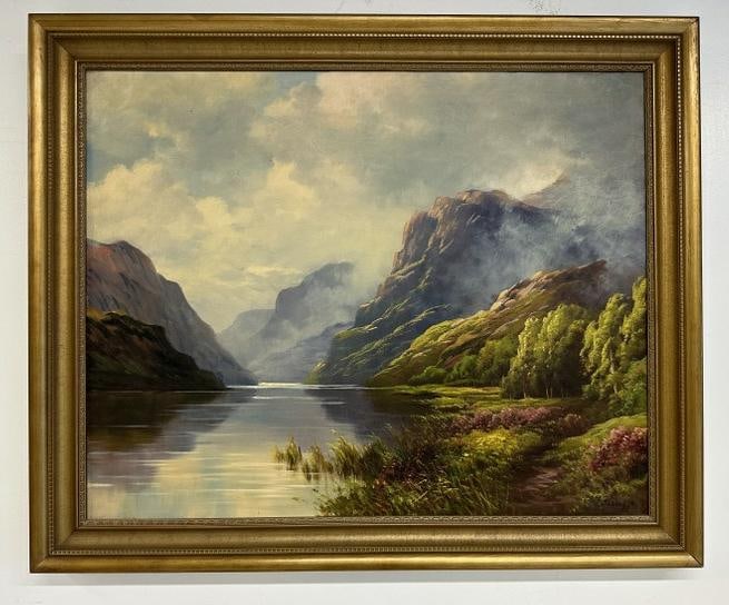 Frank Ferruzza (1912 - 1984) o/clandscape with river running through the mountains, signed lower (1 of 4)