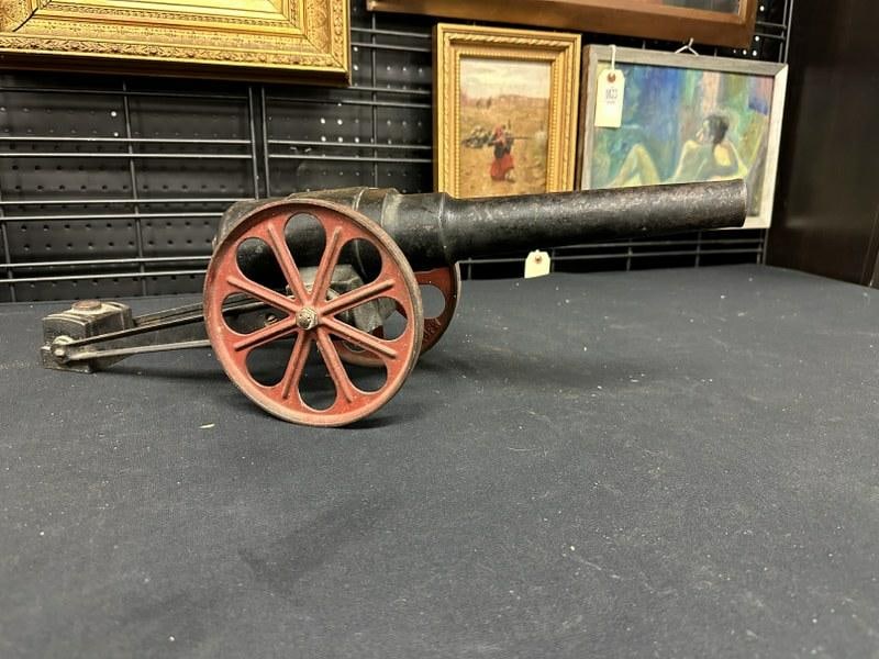 Old iron starter cannon, from local estate, measures approx. 23" front to back. Just as we found it. (1 of 6)