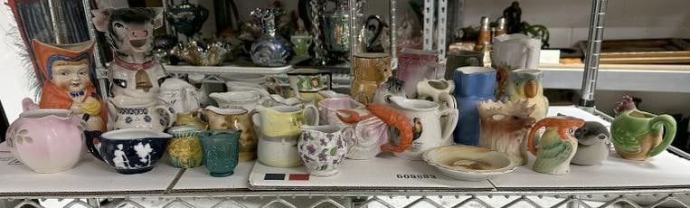 Approx 35 old misc pitchers, some figural, from local estate collection, good lot for dealer to sort (1 of 10)