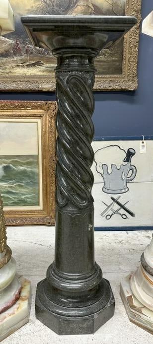 Nice green marble pedestal with twist column base from fine estate in Chester, N.Y. Has a couple of (1 of 4)