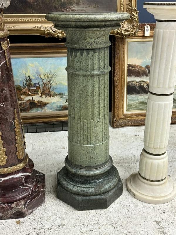 Decorative green marble pedestal from fine estate in Chester, N.Y. Was used on porch outside for (1 of 3)