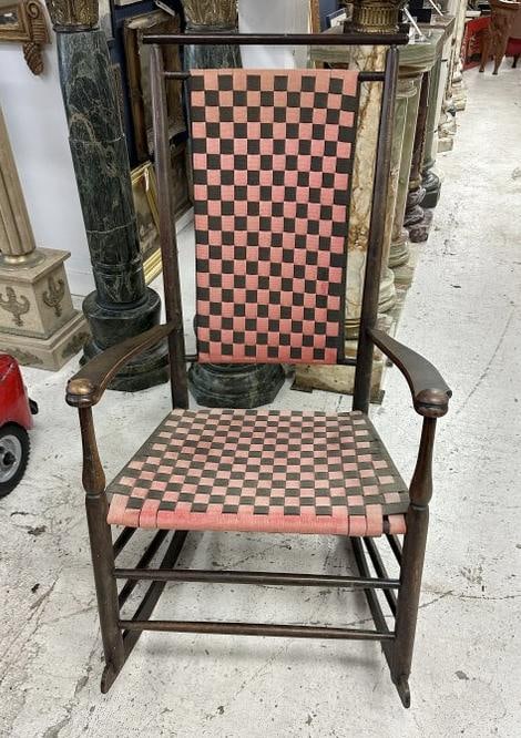 SHAKER rocking chair, from estate in Hudson Valley, taped back and seat in very nice condition, (1 of 3)