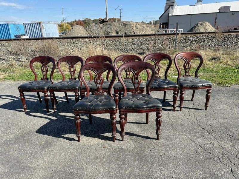 (8) decorative mahogany chairs with tufted seats from Highland, N.Y. estate, in very nice overall (1 of 5)