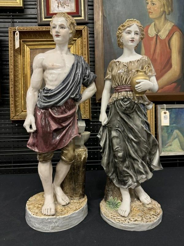 Pair 23" high porcelain figures in fine estate condition, from fine Chester, N.Y. estate. No damage, (1 of 7)