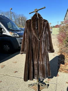 Wonderful BIRGER CHRISTENSEN long mink coat, from fine Chester, N.Y. home, always stored well and: Wonderful BIRGER CHRISTENSEN long mink coat, from fine Chester, N.Y. home, always stored well and taken care of. Measures approx. 48" top to bottom, sleeves measure approx. 26" long.