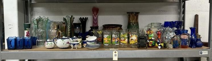 Large lot of estate glassware, porcelain, ceramics, murano type glass figures and paperweights, (1 of 15)