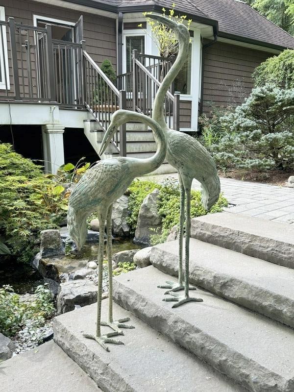 (2) contemporary Cranes (?) in decorative paint, from fine Hudson Valley estate. Magnet doesn't (1 of 4)