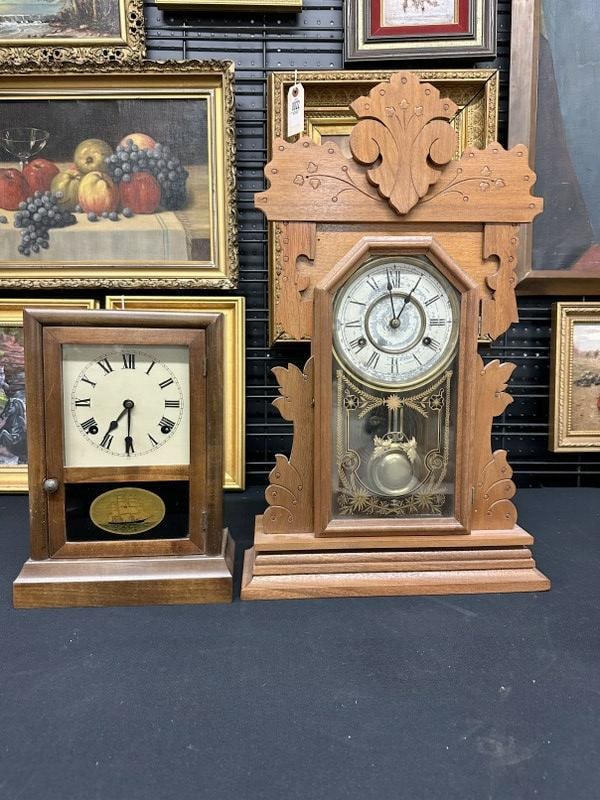 (2) estate mantel clocks in nice well kept condition, both with keys and pendulums, working, most (1 of 5)