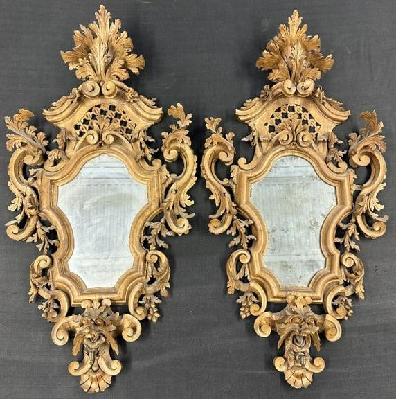 Fabulous pair ornate decorative carved mirrors, most likely Continental, ( have been blanket wrapped (1 of 8)