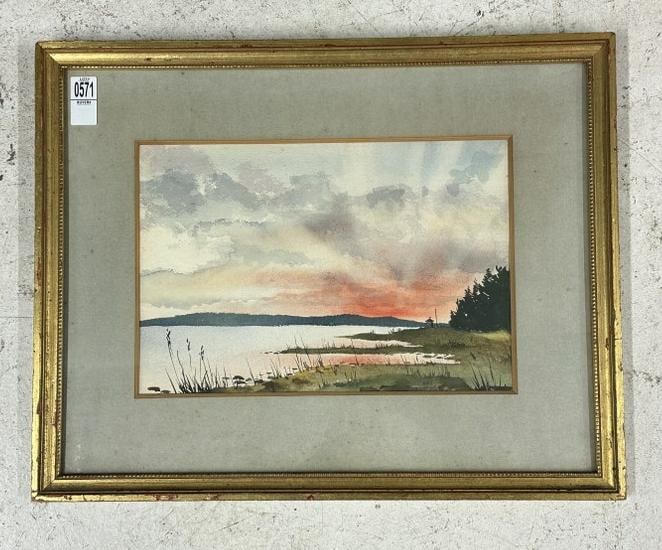 Hal Moore landscape watercolor with provenance letter on back, from estate we are selling. Painted (1 of 6)