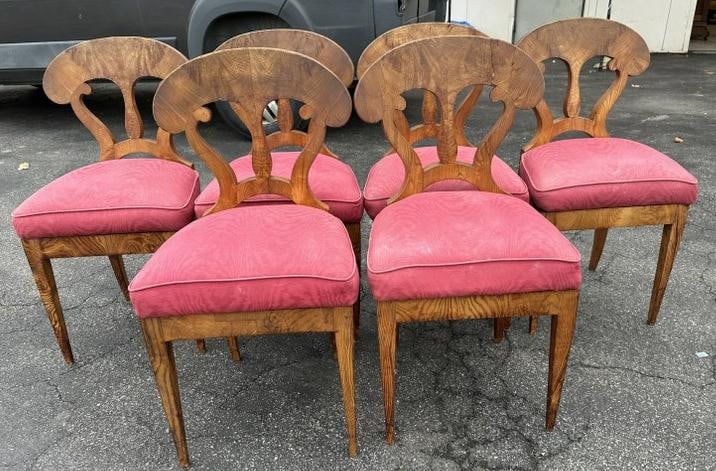 (6) period BIEDERMEIR chairs, from same estate as table the lot before, and used around it, brought (1 of 9)