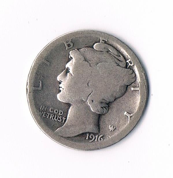 1916 D MERCURY DIME AG-3: 1916 D MERCURY DIME AG-3
